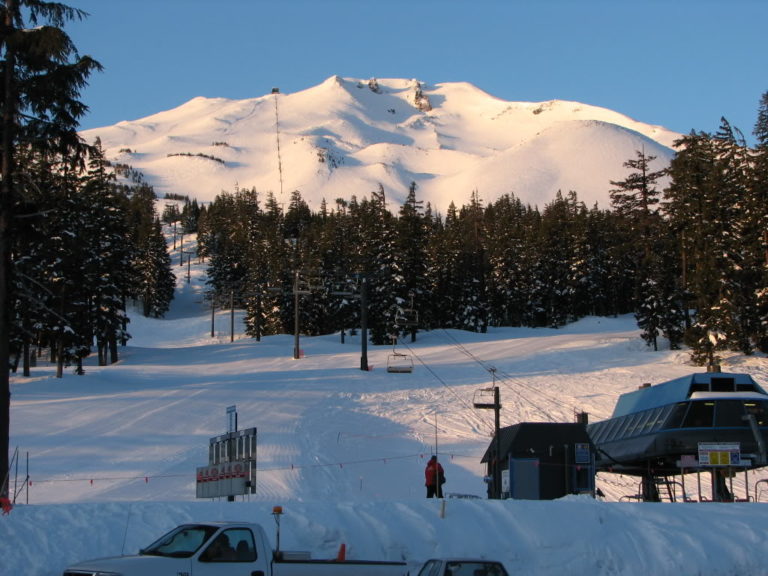 Looking up Mount Bachelor ski resort