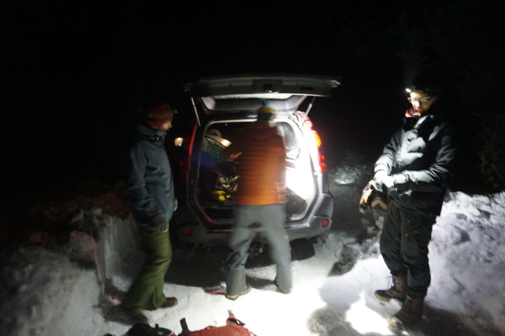 Getting the gear out at the trailhead