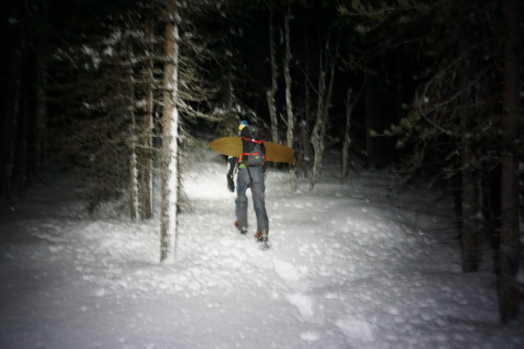 Snowshoeing up in the dark