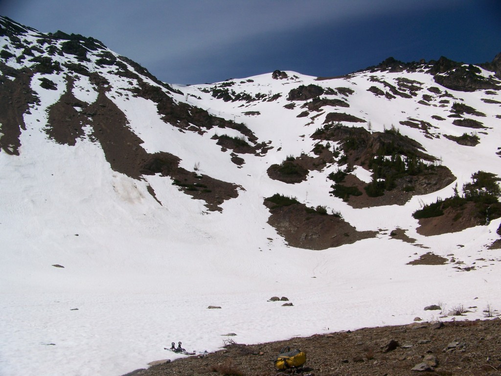 Looking towards the summit of Abernathy Peak from Scatter Lake