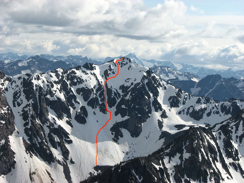 The line off the north face of Abernathy Peak