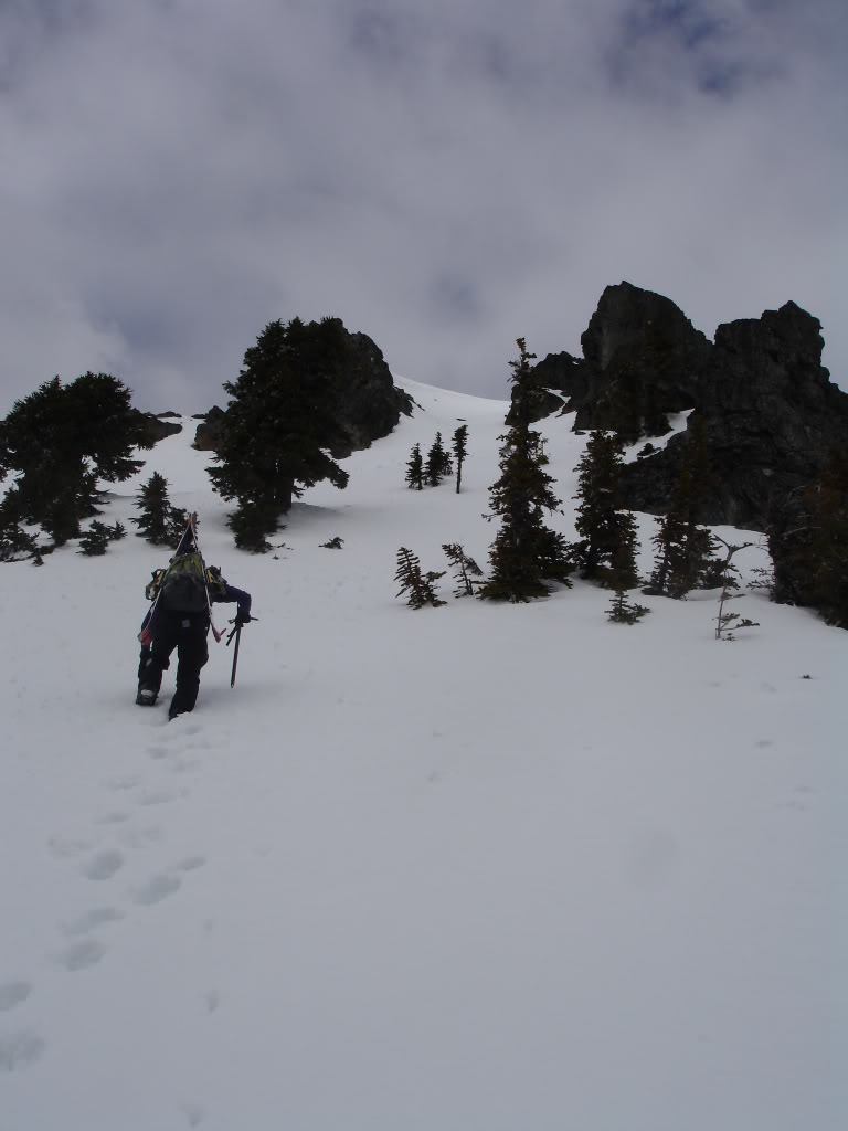 Hiking the final pitch to access the summit of Kaleetan