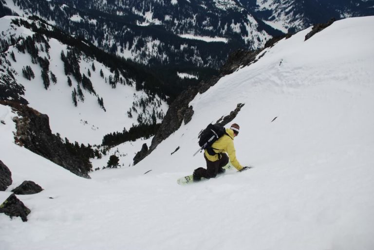 Getting ready for our first turns off the top of Kaleetan Peak