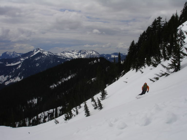 John Snowboarding down Kaleetan Peak