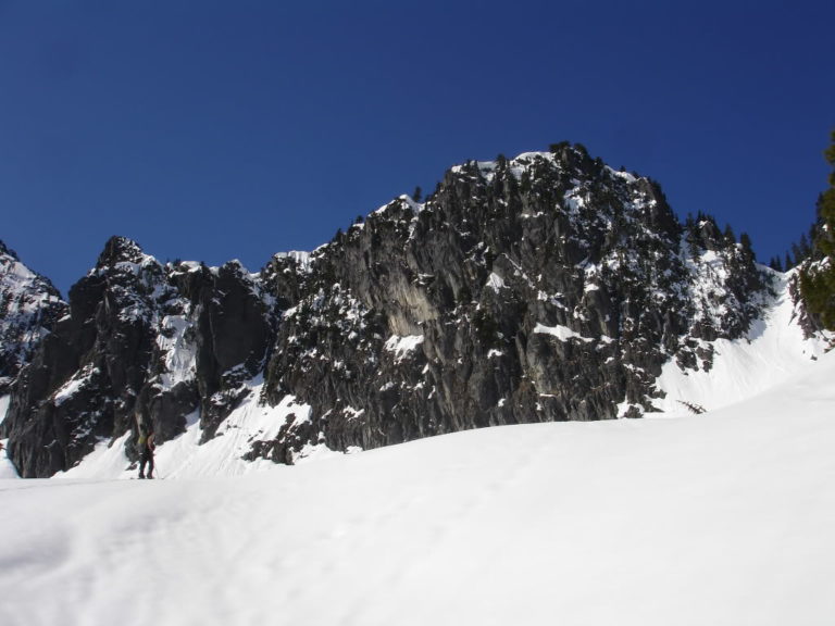Climbing up the Alpental Backcountry with Bryant Peak in the Background