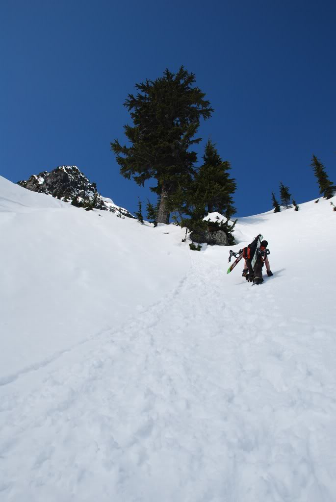 Climbing up to Chair peak col