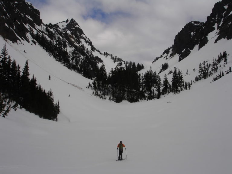 John skinning up the valley to Melakwa pass