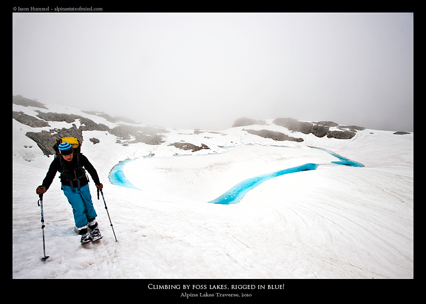 Skinning past Foss Lake to Mount Hinman