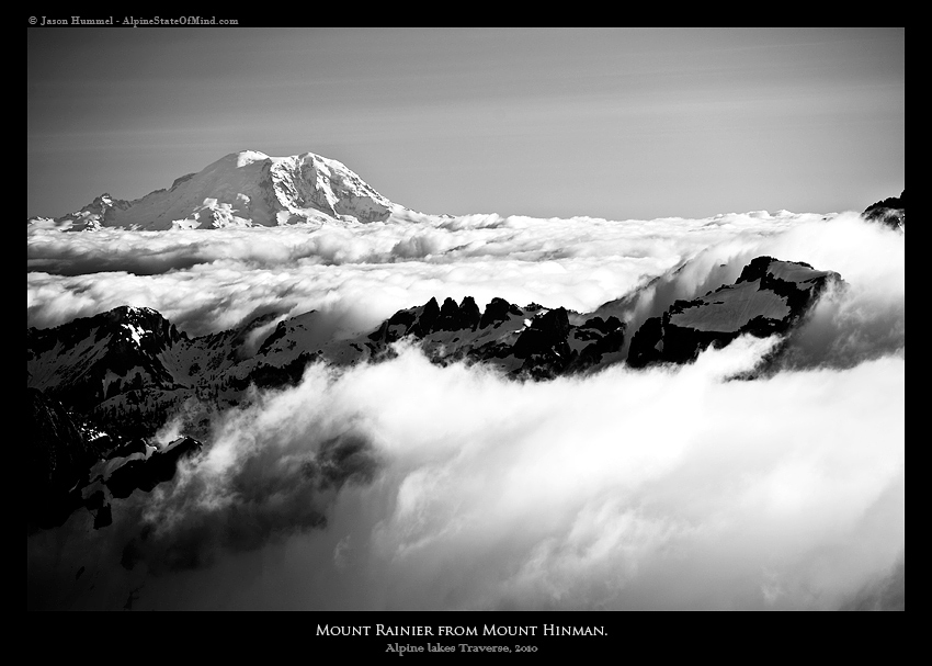 Enjoying the view of Mount Rainier from Mount Hinman
