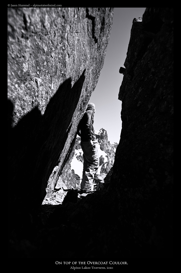 Preparing to snowboard the Overcoat Couloir