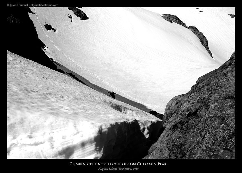 Climbing the North Couloir of Chikamin Peak