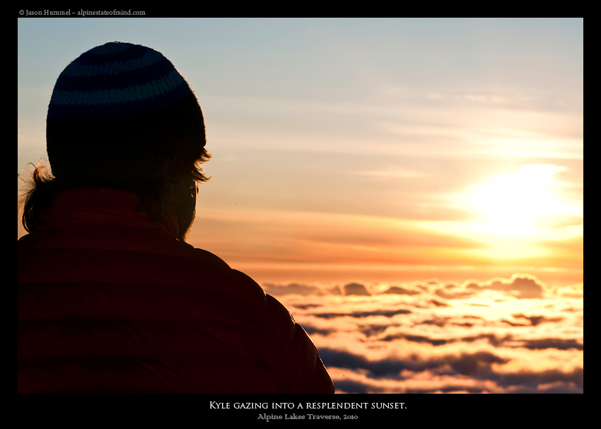 Watching the sunset from the summit of Mount Daniel