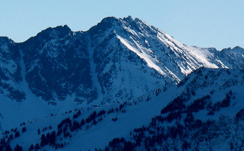 A view of the Big Chiwaukum Couloir from Stevens Pass ski resort