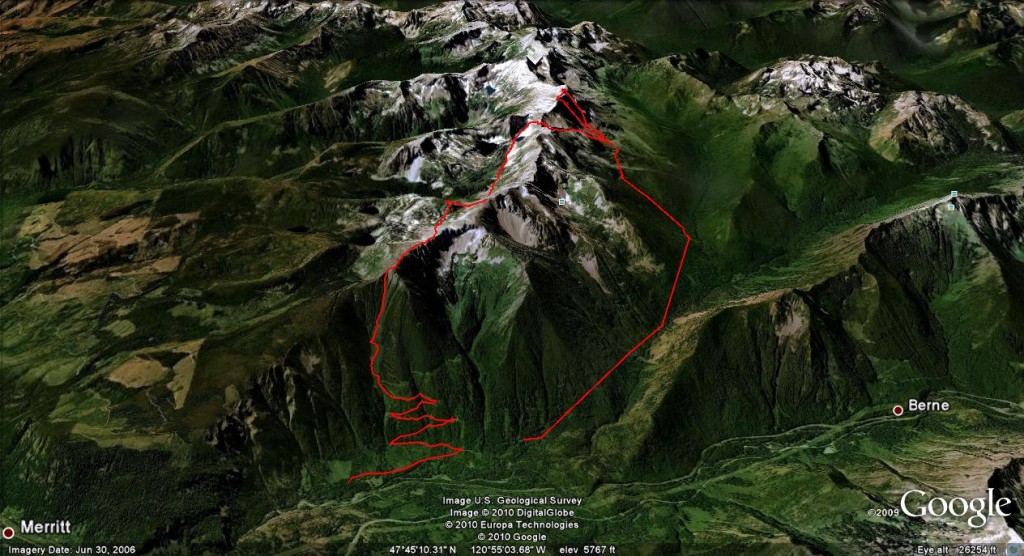 Our route for the day in the Chiwaukum Range