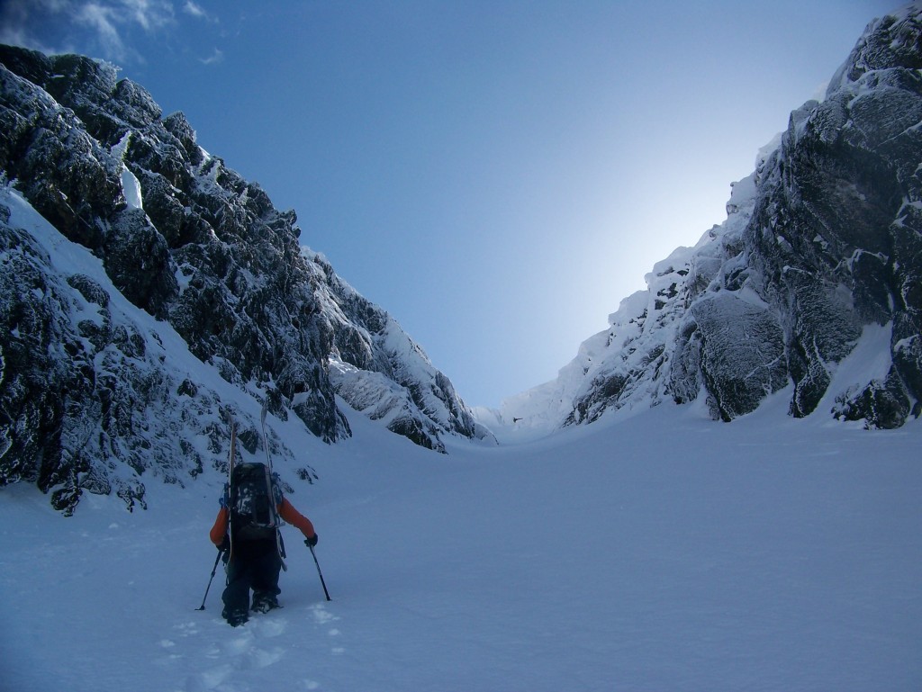 Climbing up the Big Chiwaukum Couloir