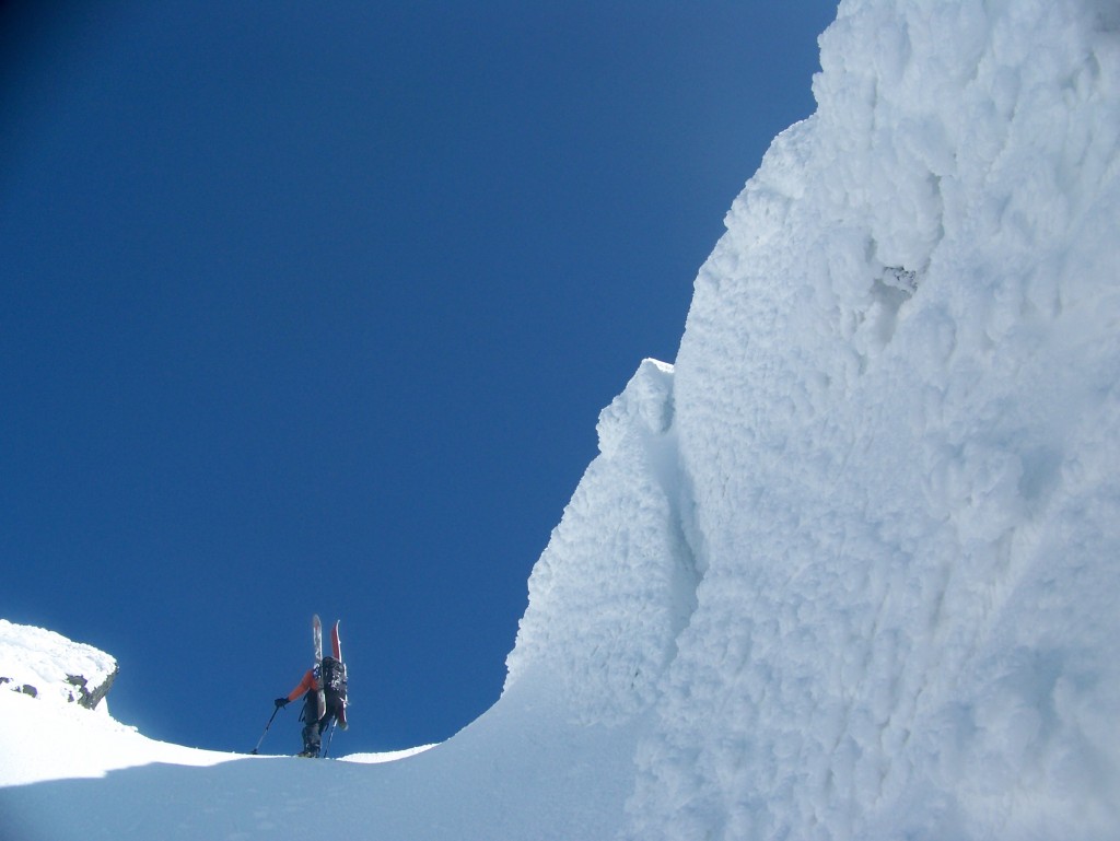 climbing up to the col