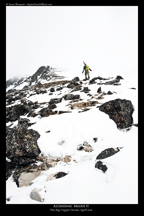 Climbing the ridge of Mount Maude to the summit near Leroy Basin