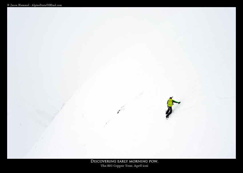 Snowboarding the North face of Mount Maude