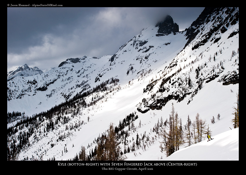 Looking at Seven Fingered Jack from Leroy Basin in winter