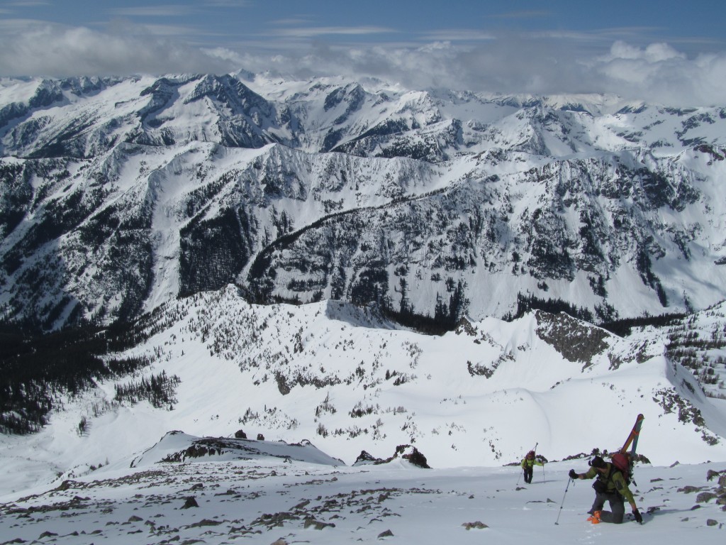 Climbing to the summit of Seven Fingered Jack with great views of the North Cascades