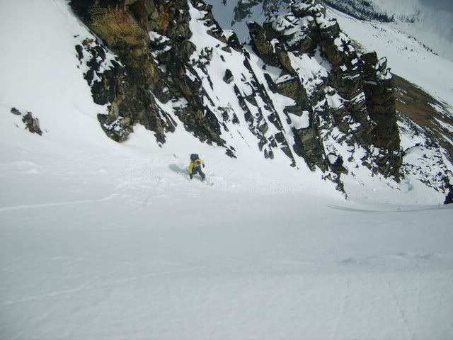 Snowboarding down the south face of Black Peak