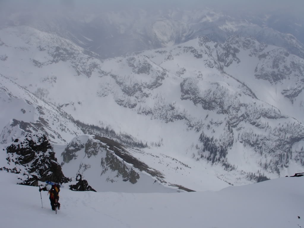 Climbing up the South face of Black Peak