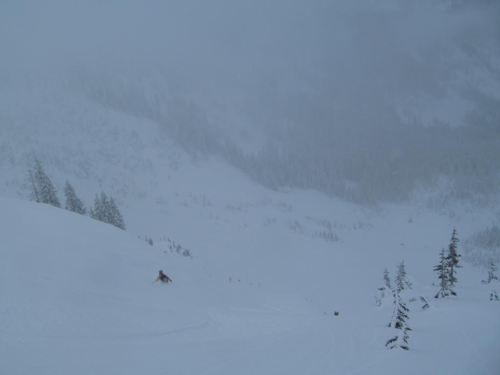 Great snow from top to bottom in the Bryant Peak Couloir