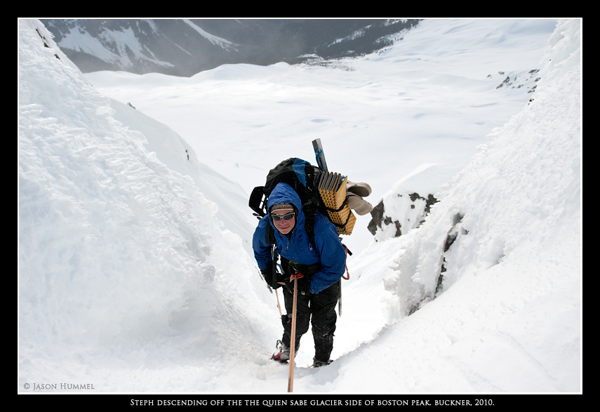 Descending down to the Quien Sabe Glacier