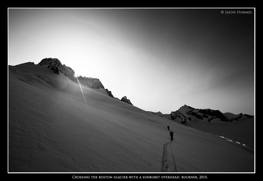 Ski touring across the Boston Glacier