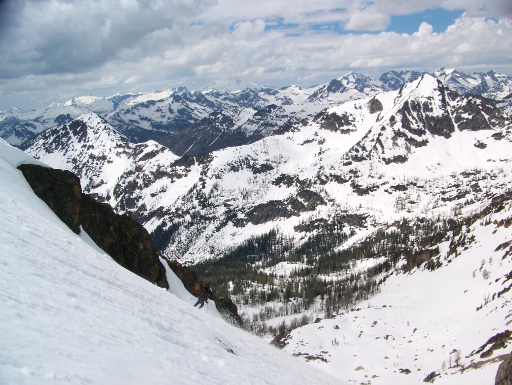 Riding back down to camp in the NW basin