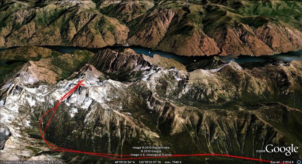 Our route for the trip up to Cardinal Peak