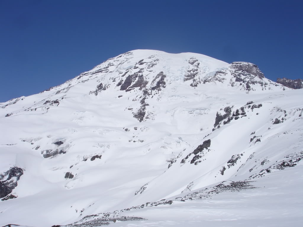Rainier with the line to the left of the Nisqually chute