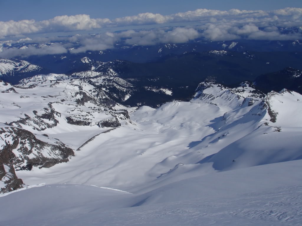 Looking down on the Cowlitz Glacier