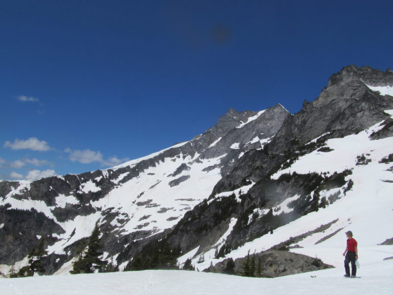 Looking back towards Dome Peak while on the Extended Ptarmagin Traverse