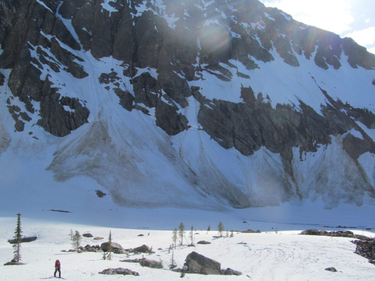 skinning with Bannock Peak in the background