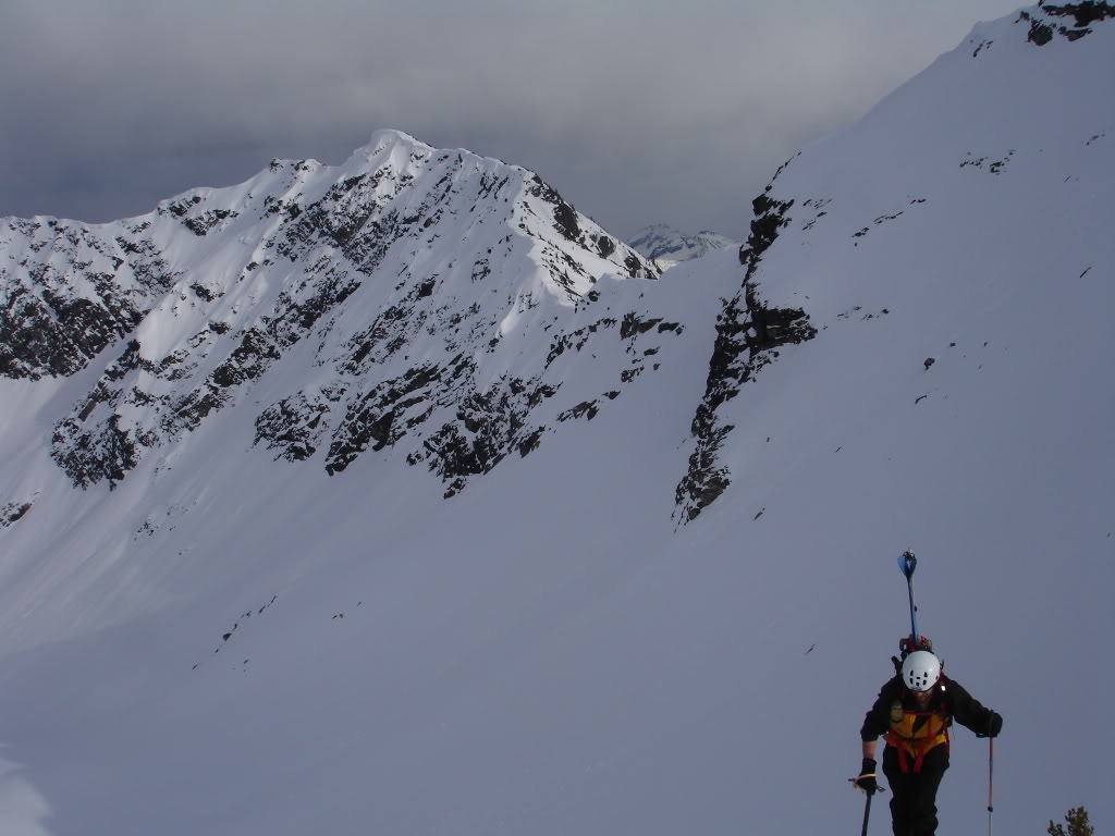 Climbing up the ridge with Frisco Mountain in the background