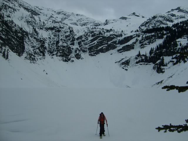 Exiting our ski tour via Rainy Lake with Frisco Mountain in the background