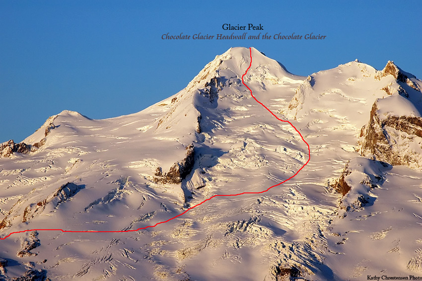 Our route down the Chocolate Glacier Headwall