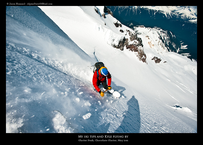 Steep turns on the East face of Glacier Peak