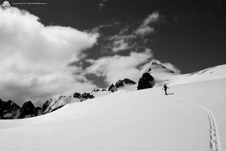 Making my way up the Neve Glacier