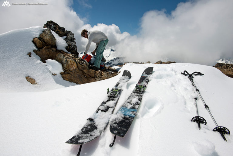 Transitioning near Snowfield Peak while ski touring in North Cascades National Park and on the Isolation Traverse