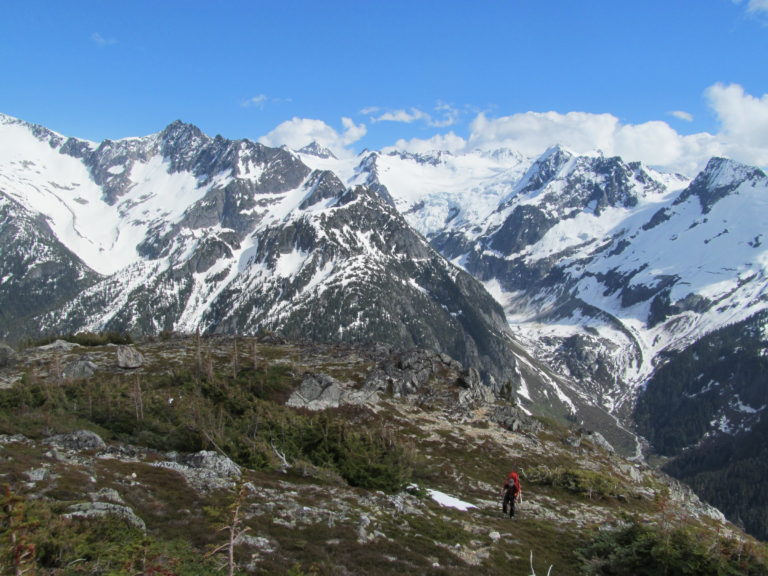 Stunning view of the McAllister Glacier on the Isolation Traverse in North Cascades National Park