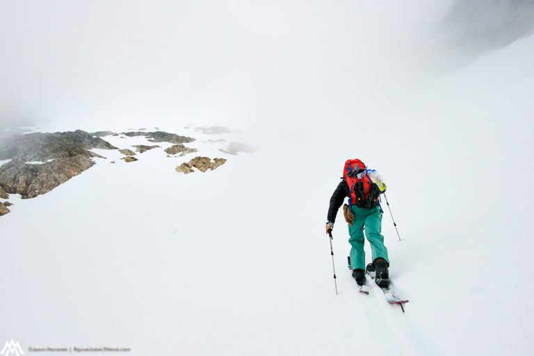 Traversing out to the Pyramid peak Col while doing the Isolation Traverse