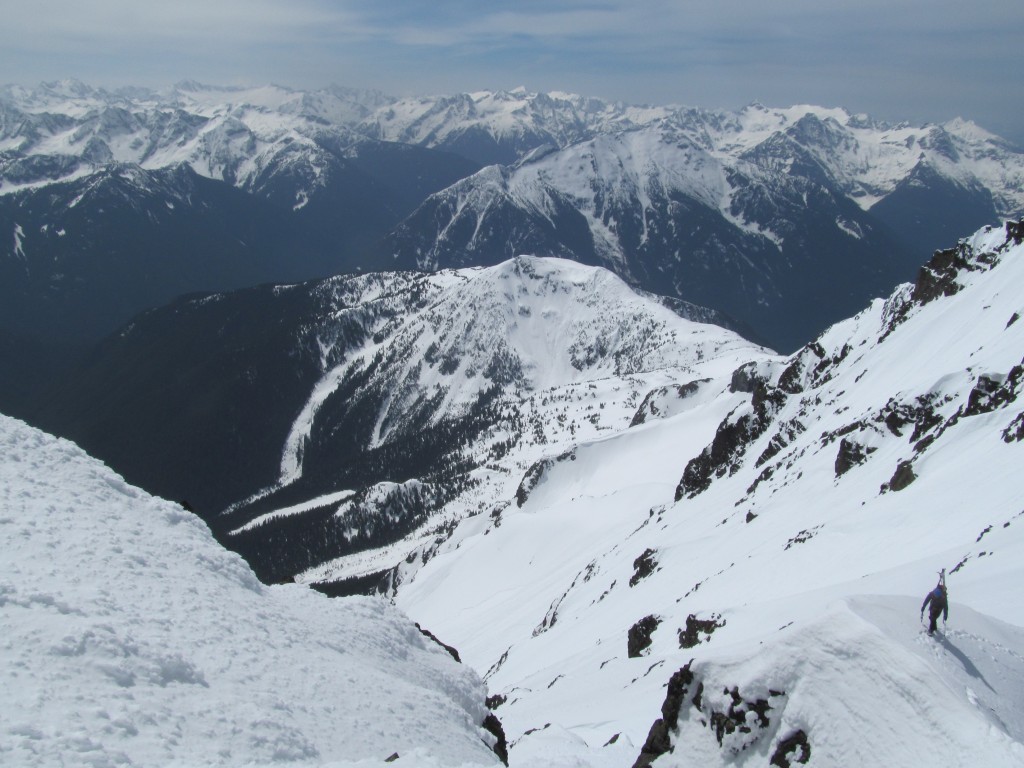 following the ridge to the summit of Jack Mountain with the North Cascades in the distance