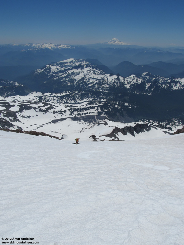 Snowboarding down from the Turtle