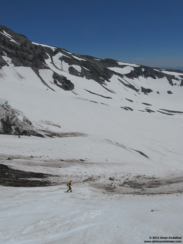 Riding down onto the Nisqually Glacier
