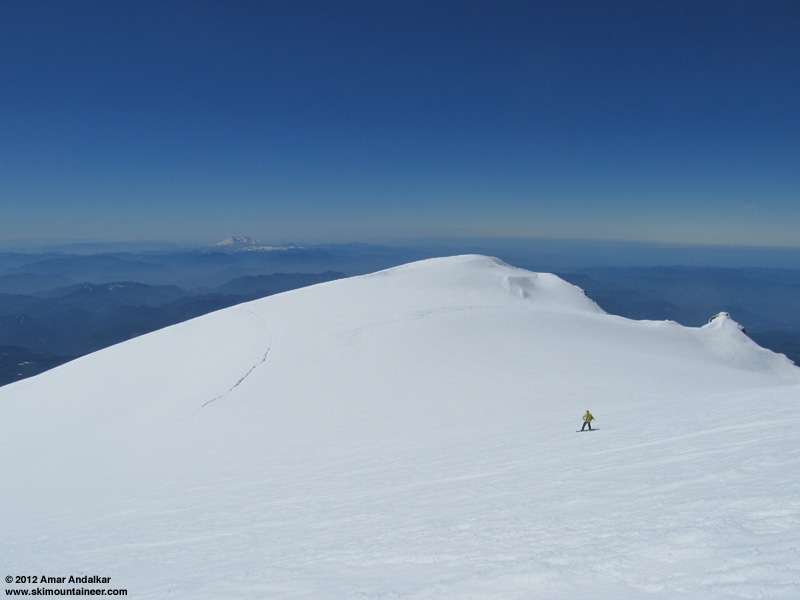Skiing off the summit Crater