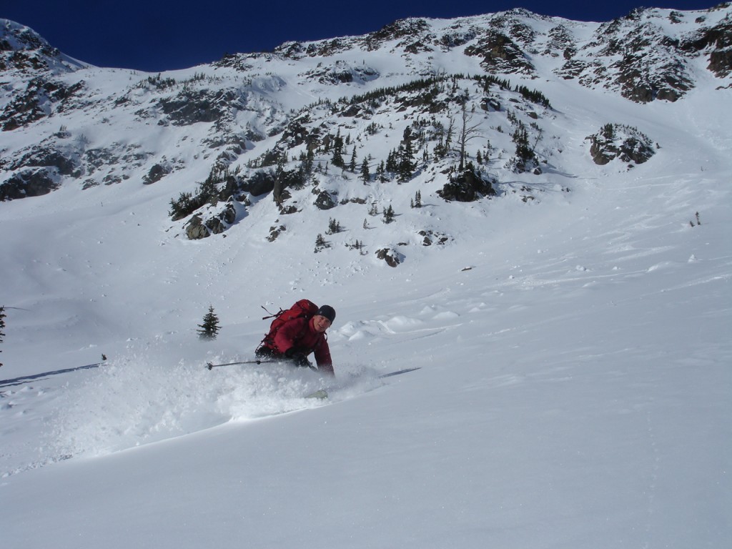 Hummel enjoying good snow on south facing aspects