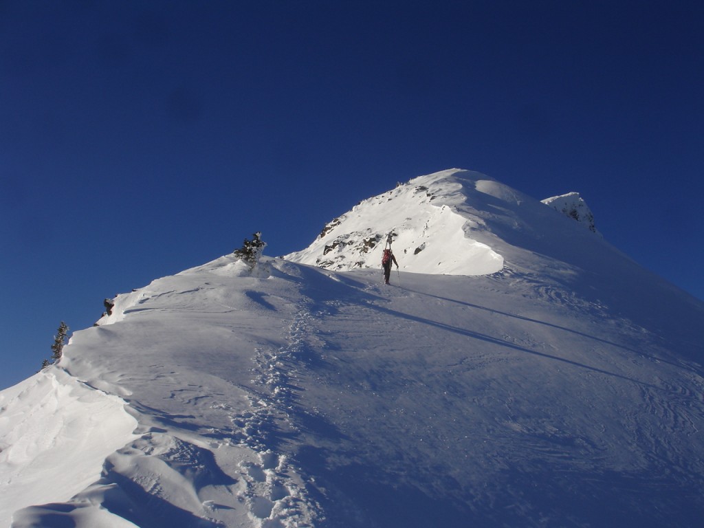 climbing the summit Ridge