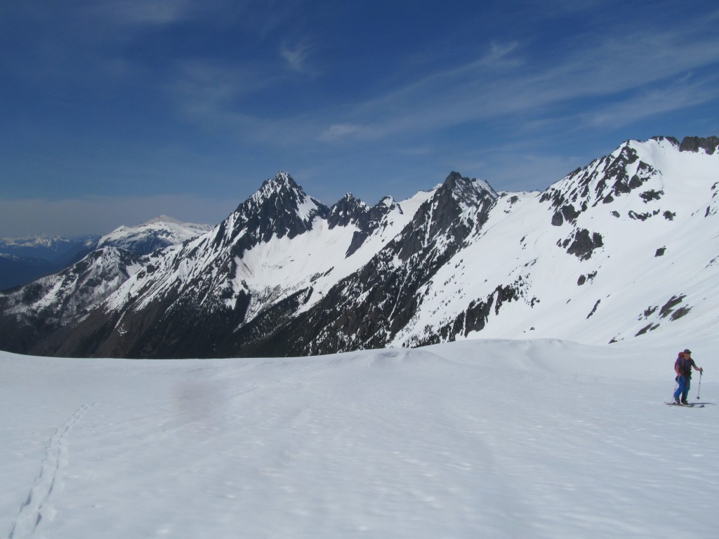 ski touring with the west face of Johannesburg in the background on the Magic S Loop